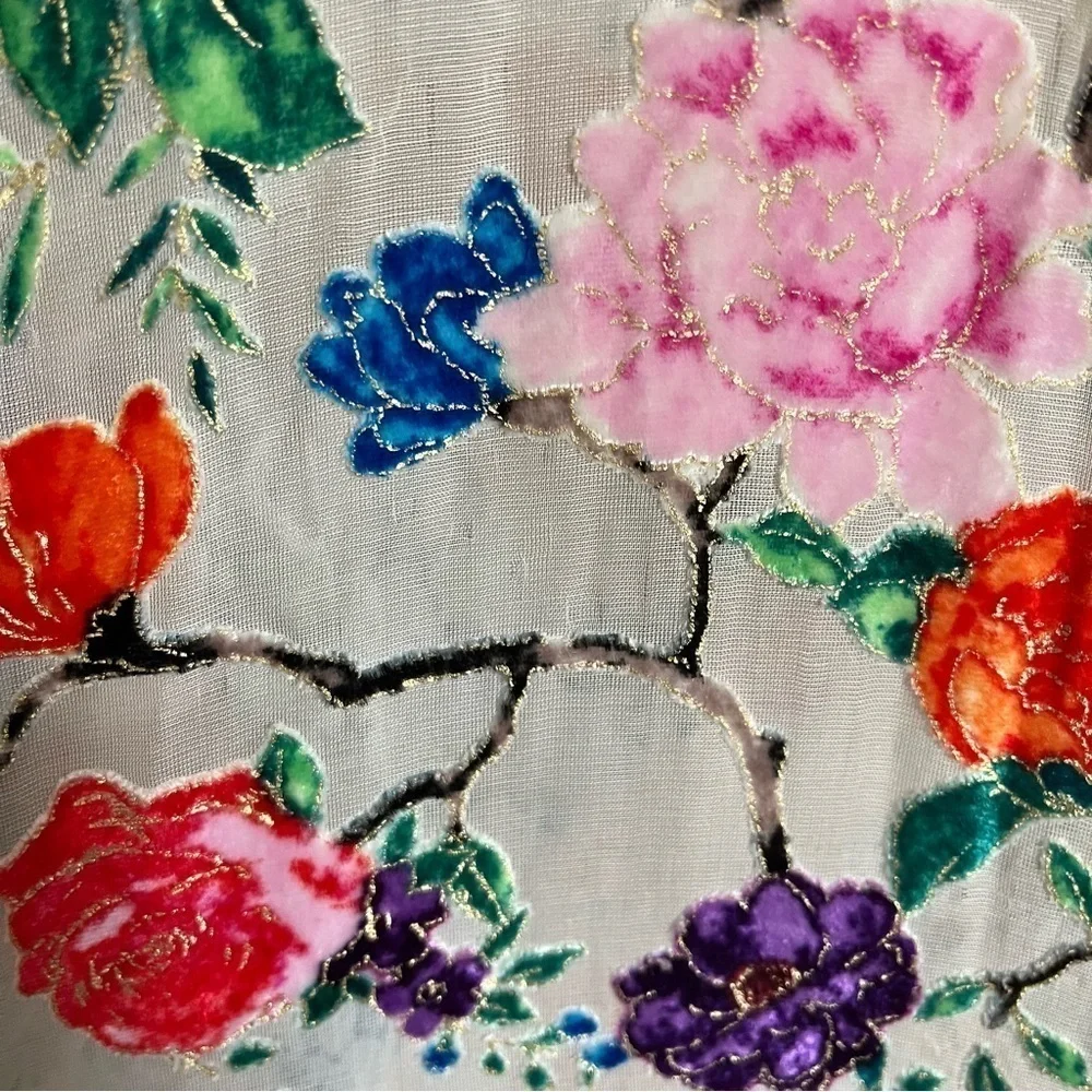 FRANCESCA MIRANDA Francesca Floral Silk Blend Devore Long Kimono‎